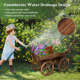 OIPRTGFJ wooden flower cart safely houses herbs and blooms outdoors