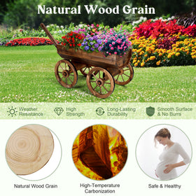 OIPRTGFJ wood wagon planter with wheels for effortless repositioning outdoors