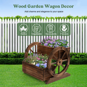 OIPRTGFJ outdoor garden setup with wooden wagon planter box