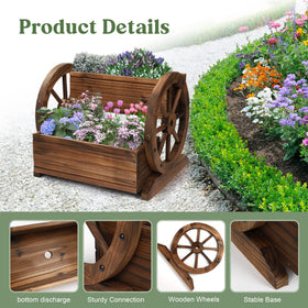 OIPRTGFJ wooden wagon planter box wheels side view highlighting mobility