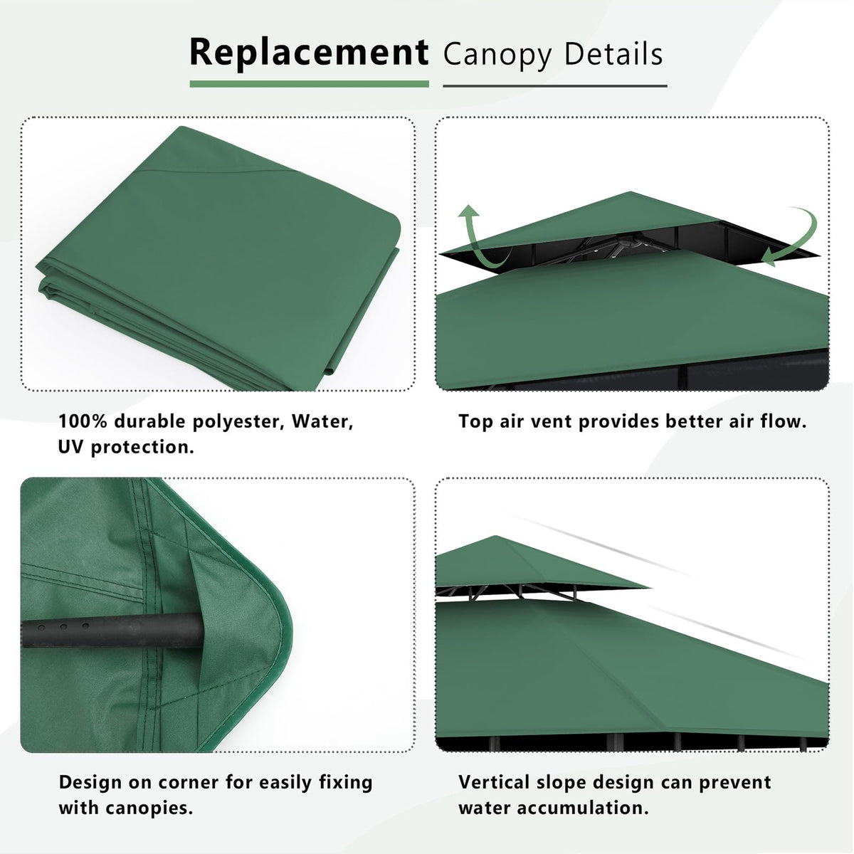 OIPUNSHLE corner pockets secure fit on grill gazebo