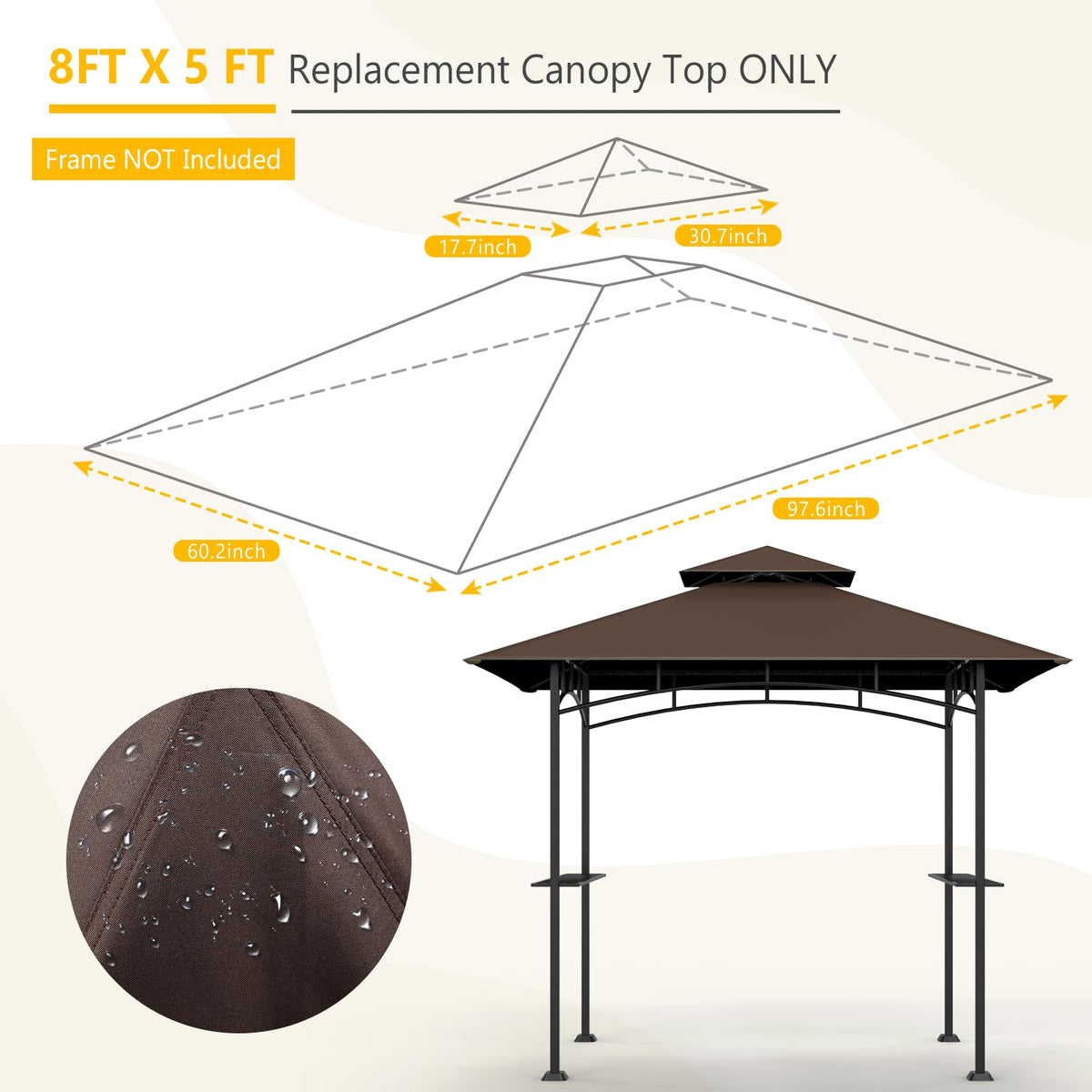 OIPUNSHLE double-tier vented canopy promotes airflow for cooler cooking spaces.