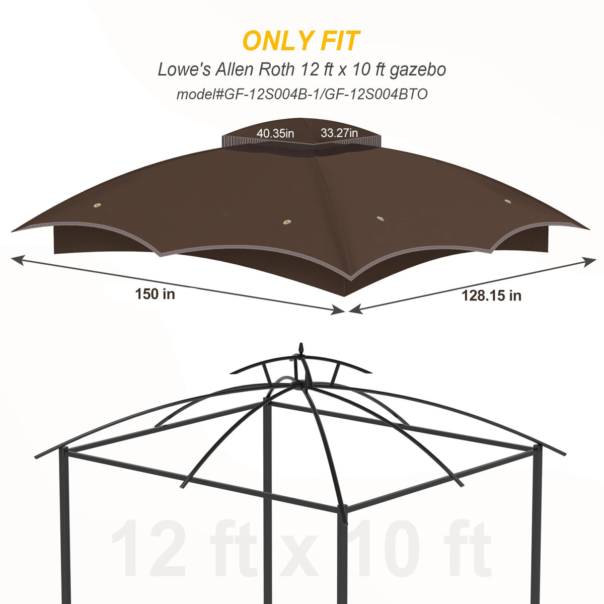 OIPUNSHLE canopy top side view in brown, wind-resistant design