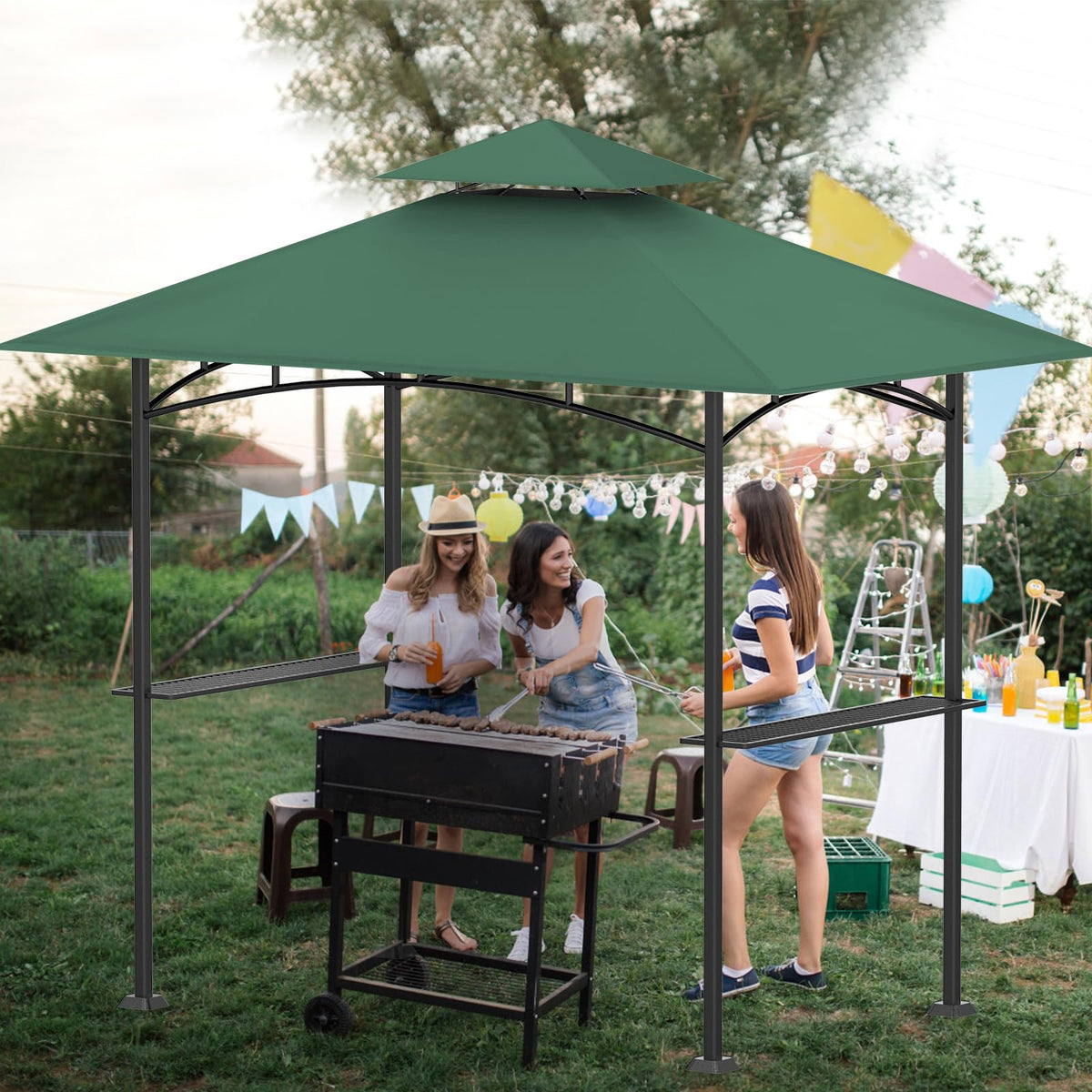 OIPUNSHLE green canopy roof replacement for outdoor grilling and entertaining