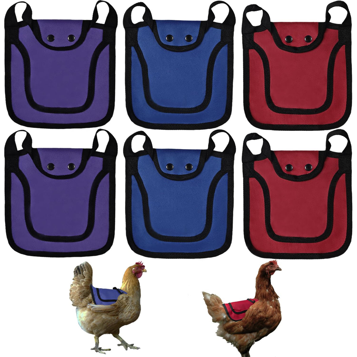 OIUXIMT chicken saddle shown for back protection on a hen