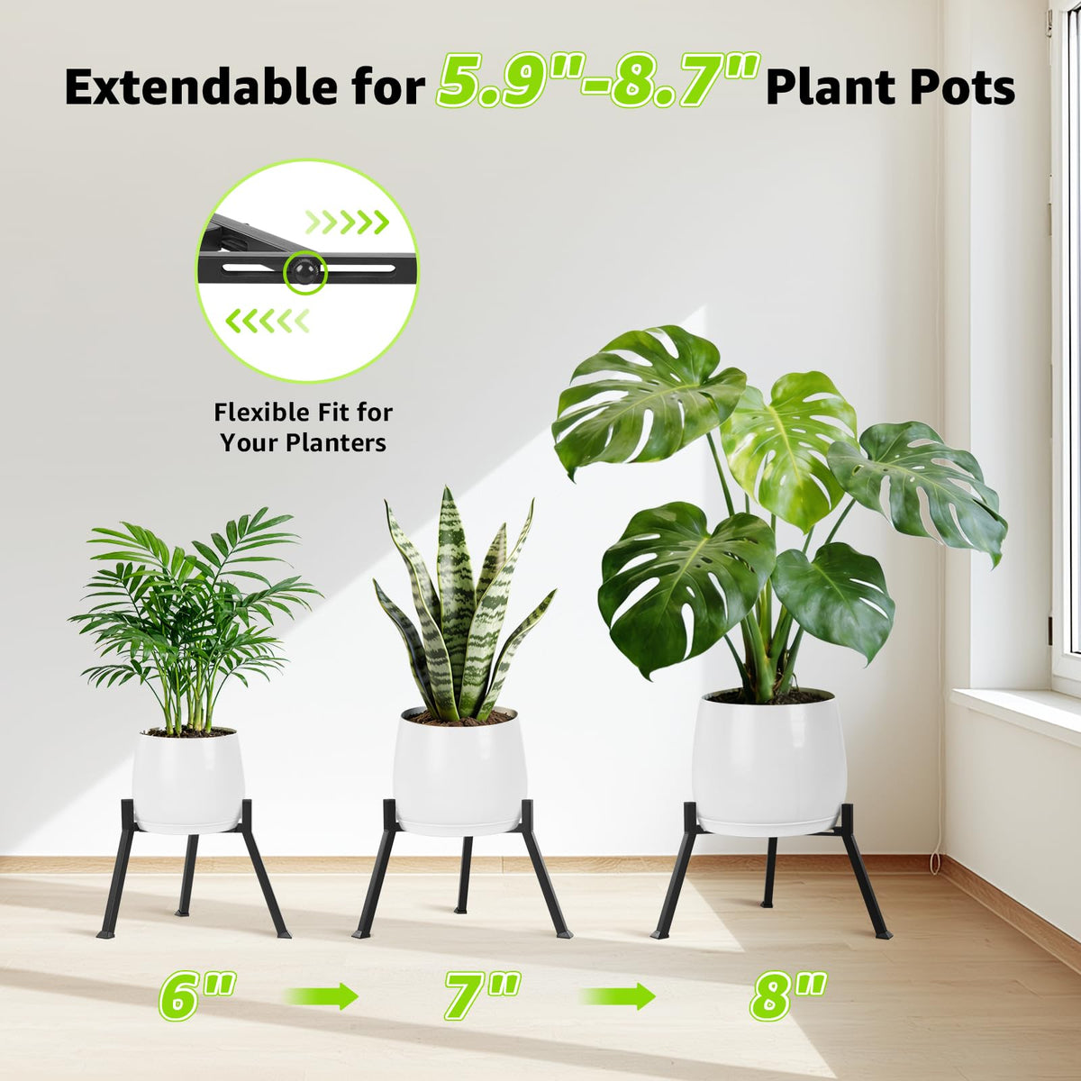 Oiyeefo anti rust plant stand with triangular base for heavy pots and corners.