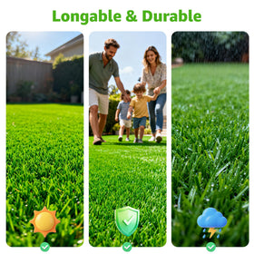 Oiyeefo artificial turf grass features drainage holes for quick rain drying.