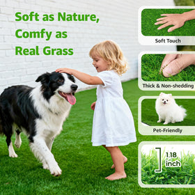 Oiyeefo turf offers a soft, natural looking surface underfoot