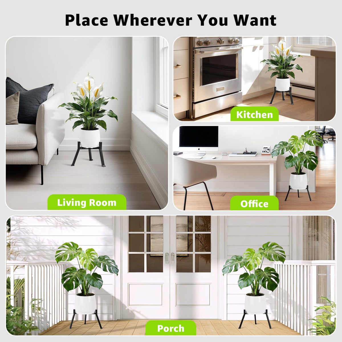 Oiyeefo heavy duty plant stand supports up to 200 lbs on any surface.
