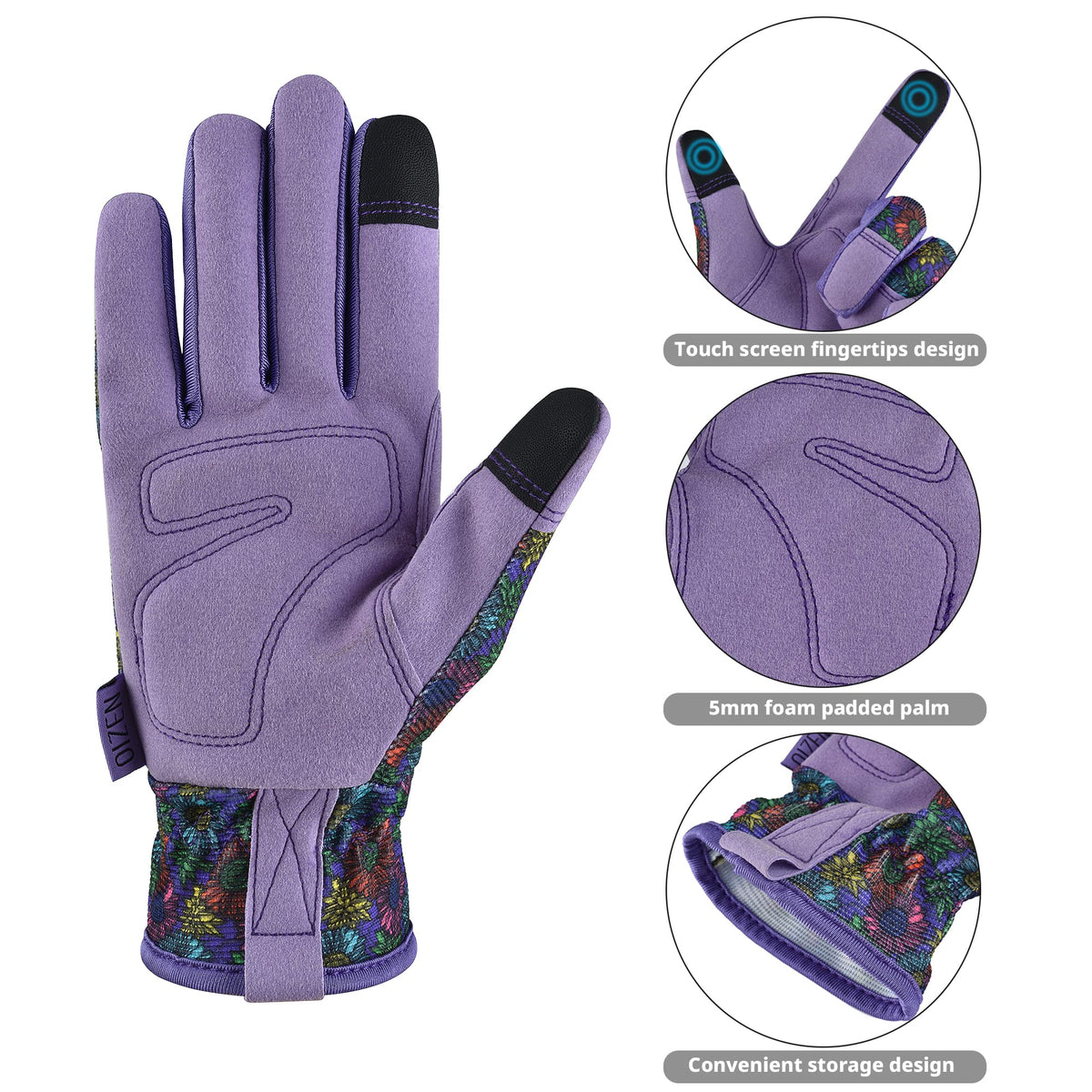 OIZEN bright flora back pattern gardening gloves adds style while you weed.