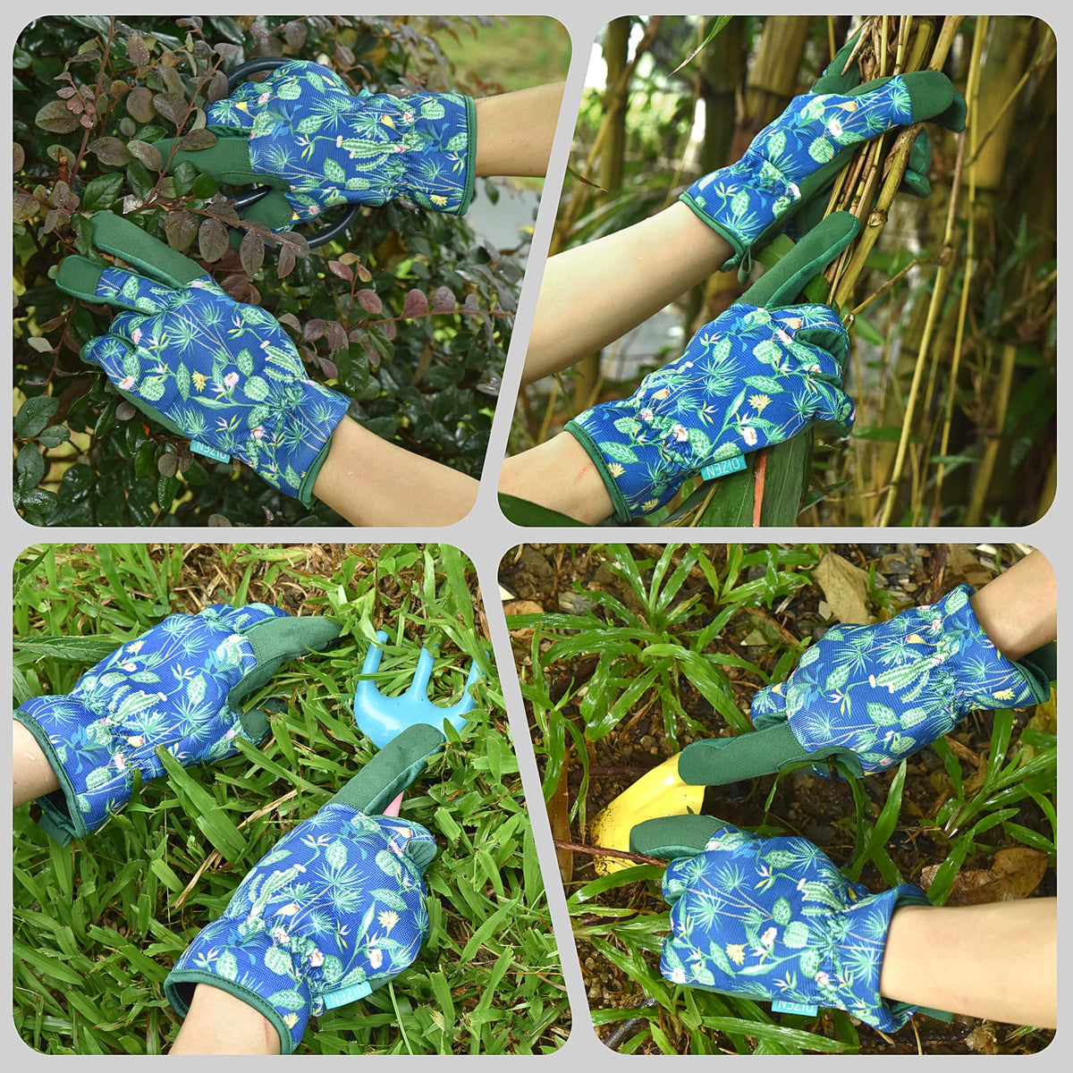 OIZEN machine-washable gardening gloves simplify cleanup after a busy day.