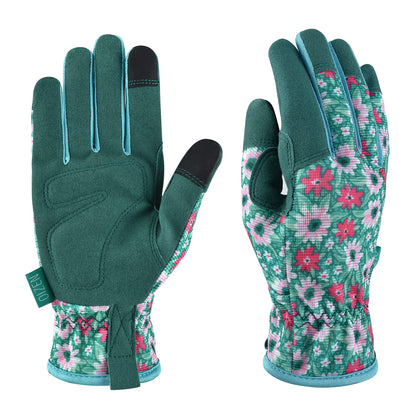 OIZEN gardening gloves with floral pattern for comfortable gardening during extended tasks