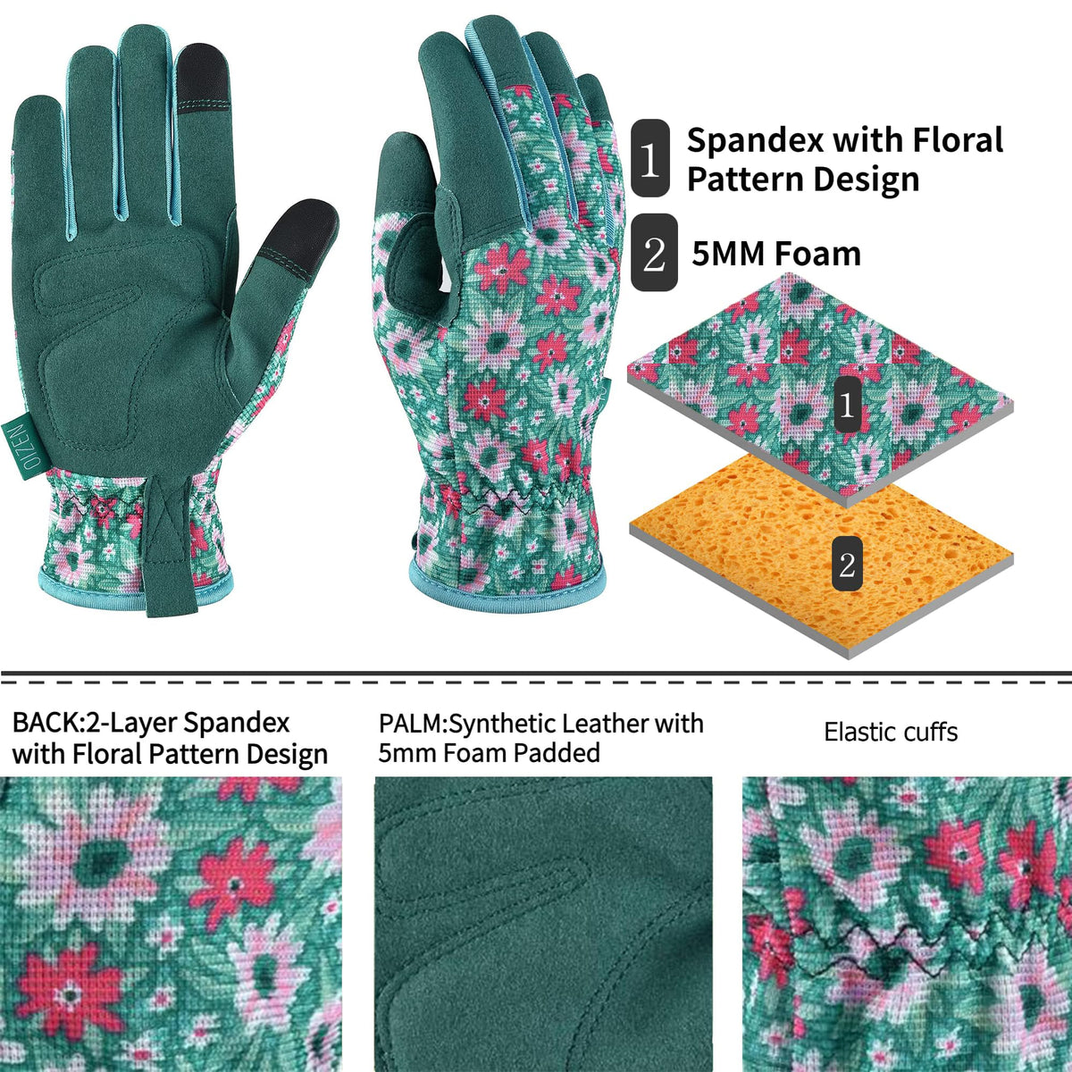 OIZEN small-size gardening gloves designed for a snug women's fit
