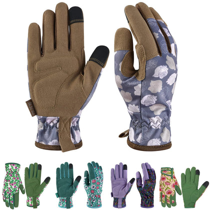 OIZEN gardening gloves with bright back pattern for comfortable protection in the garden