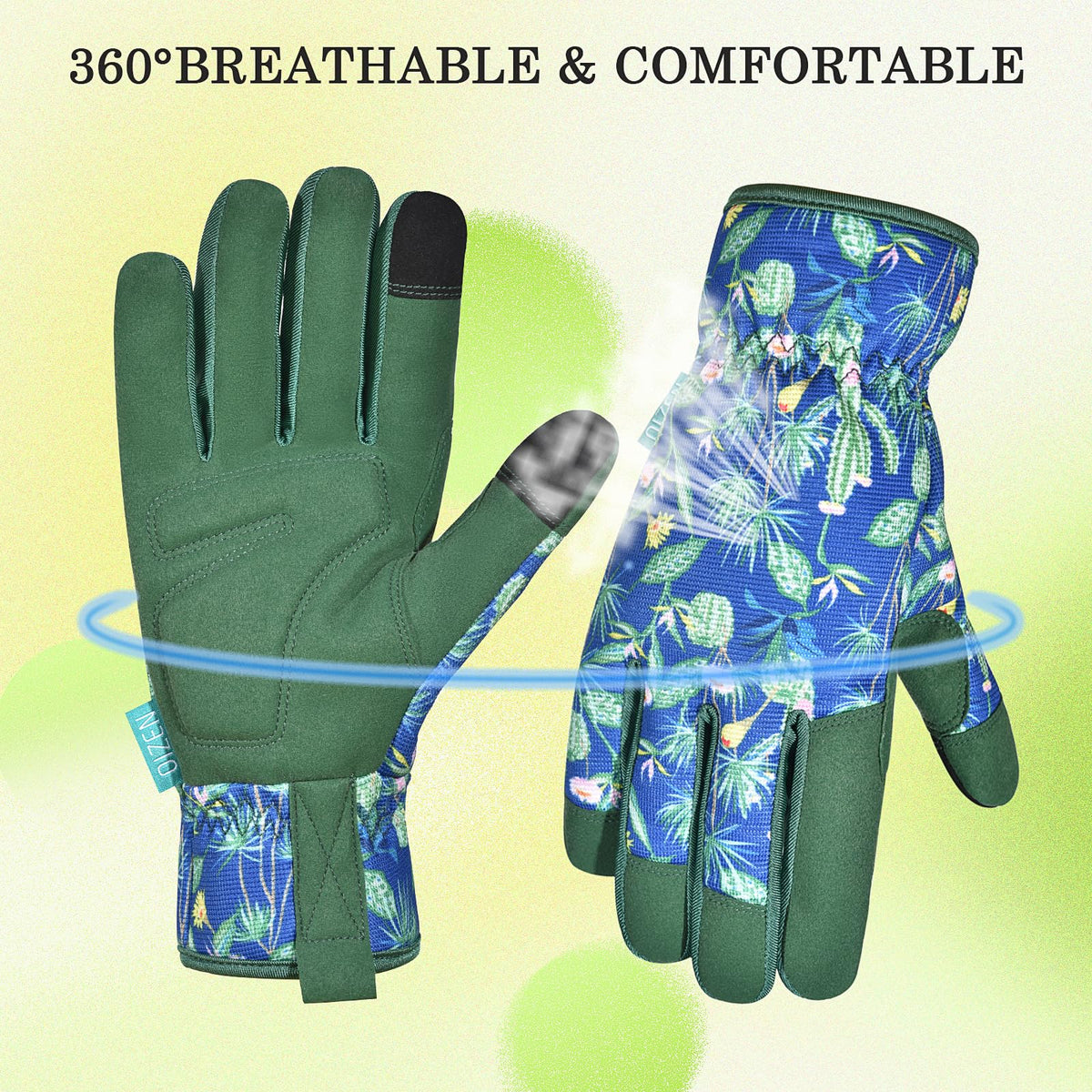 OIZEN gloves reinforce fingers and seams for durable gardening wear.