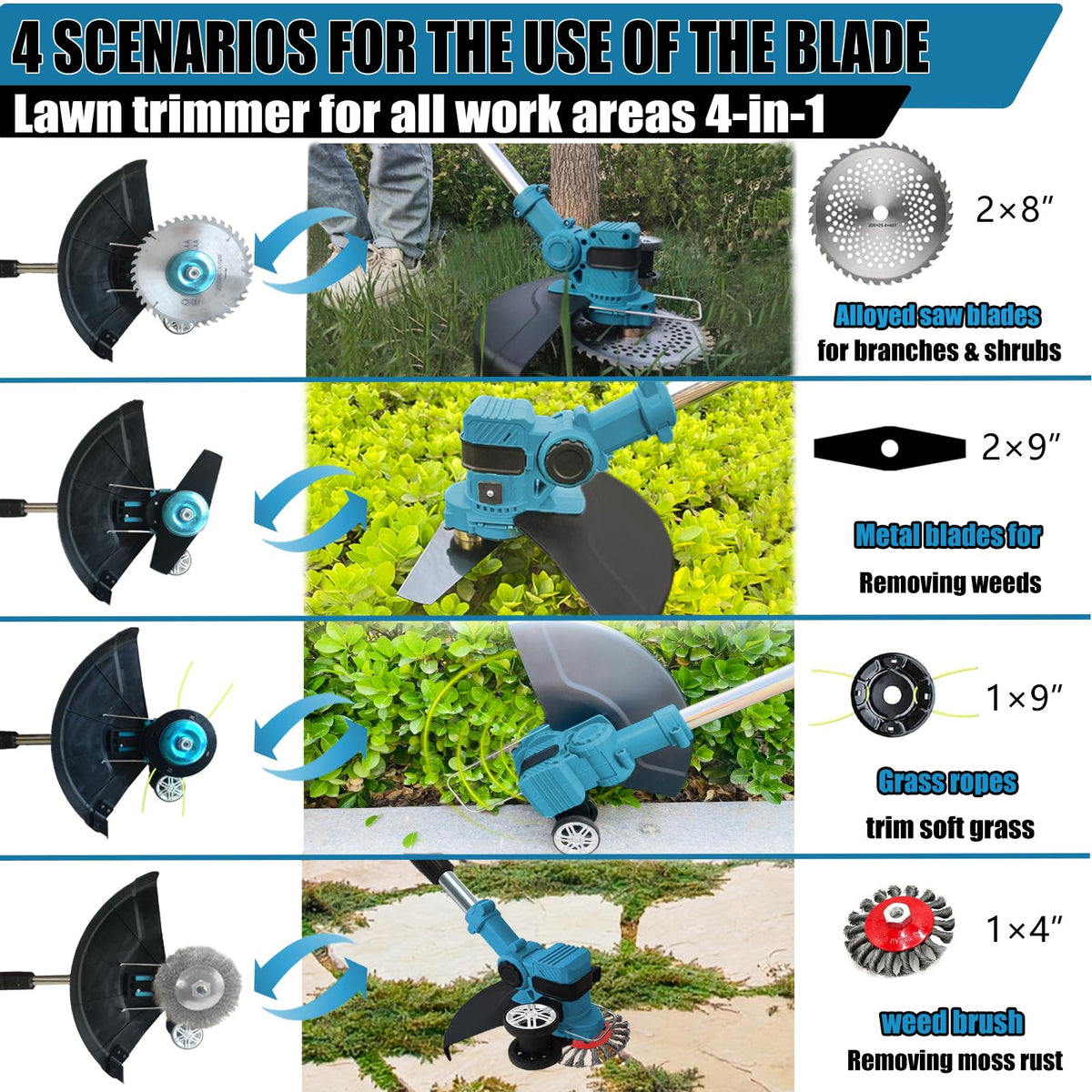OJFAON metal blades in 9-inch size ready for tall grass and nettles