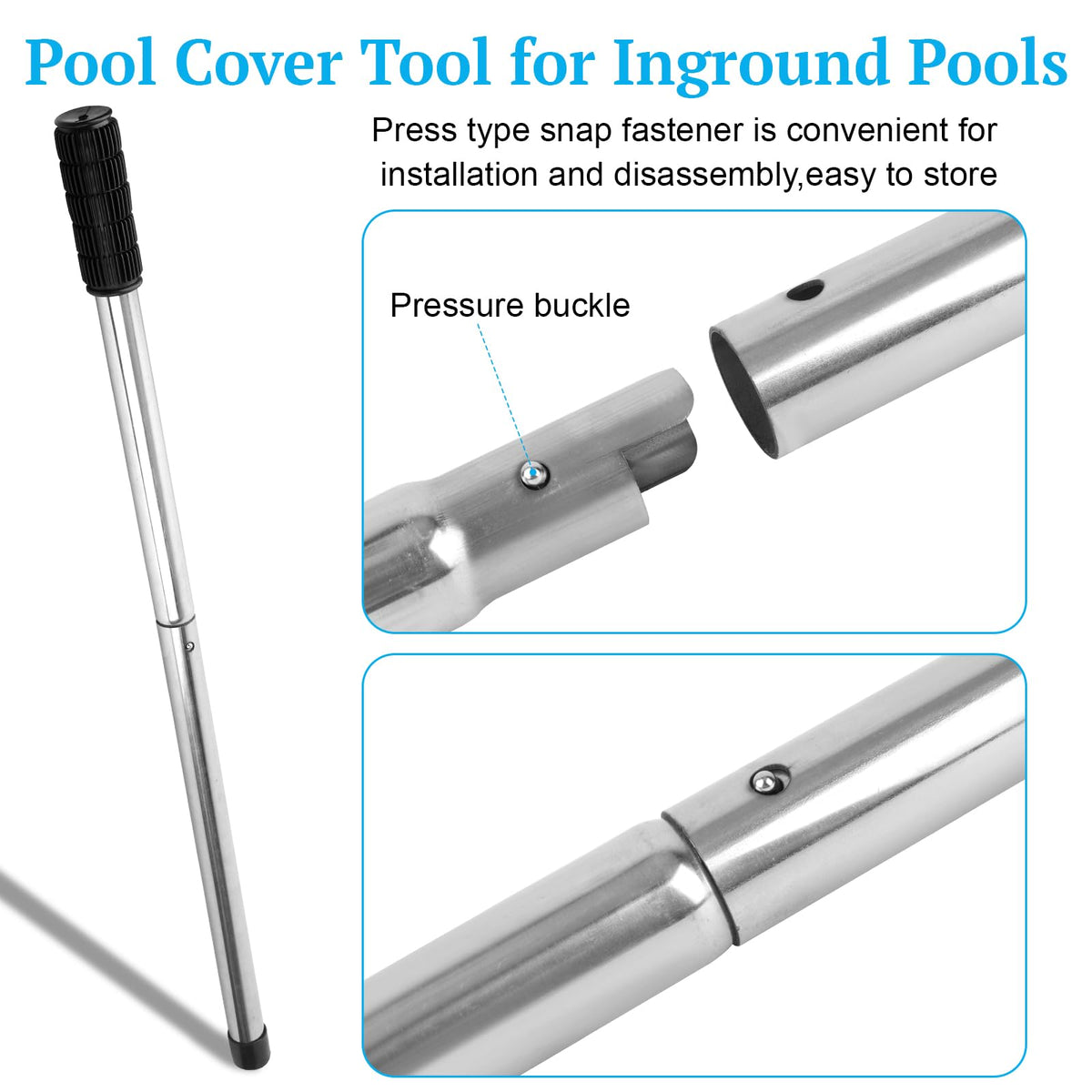 OJP pool cover tool near inground pool anchors during removal.