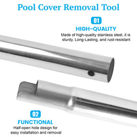 OJP pool cover tool showing two-piece design for easy storage.