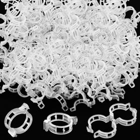 OJYUDD 400-pack white plant clips on package for tidy garden setup.