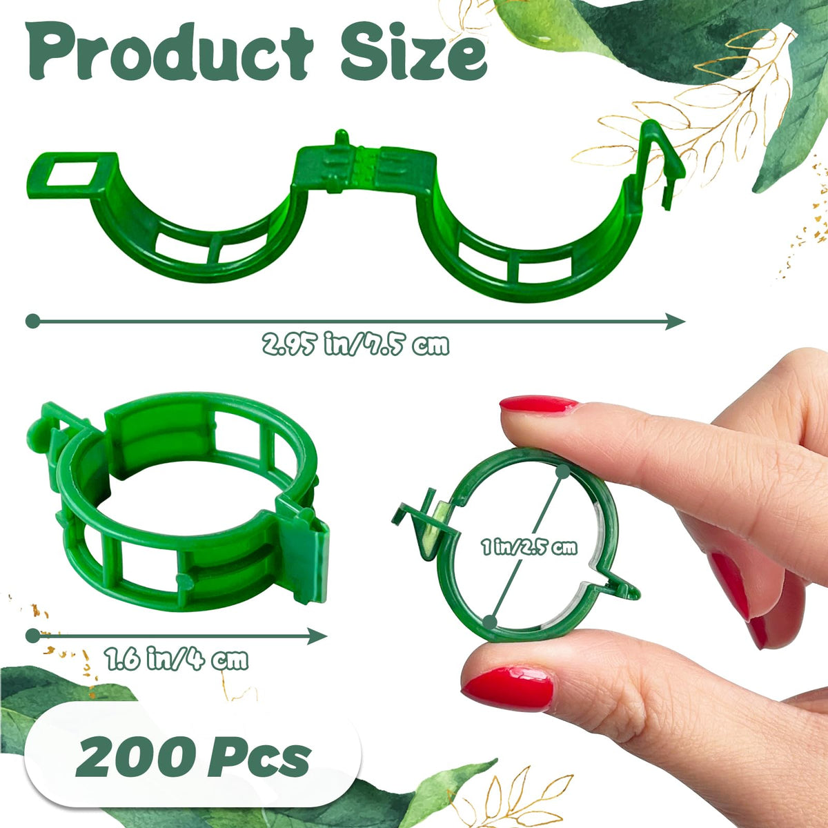 OJYUDD plant-support clip closed at 1.6 by 1.2 inches for neat growth