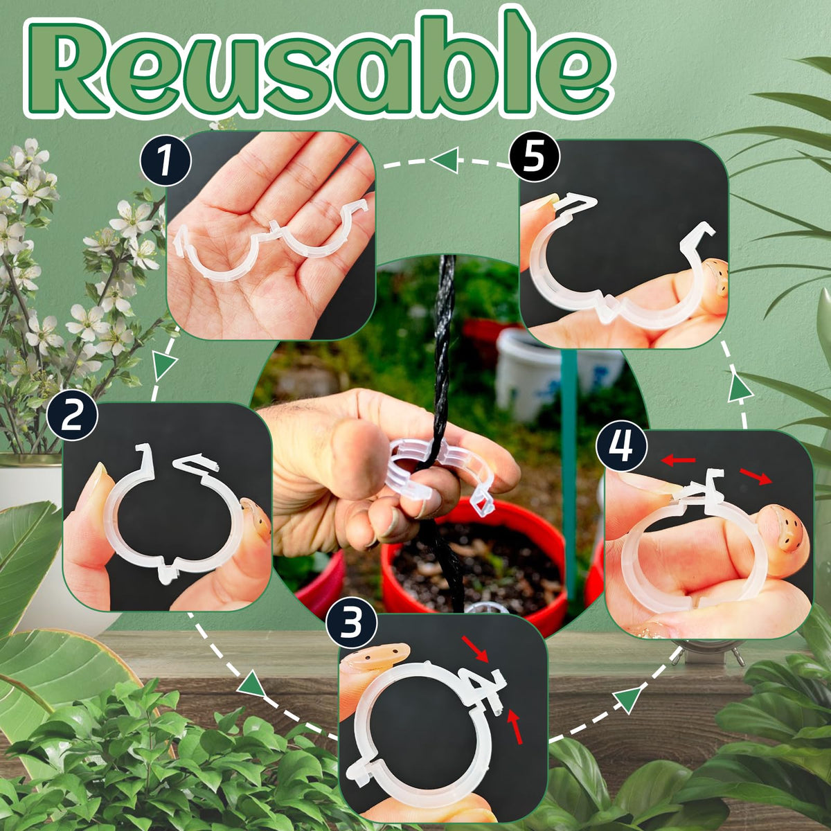 OJYUDD plastic tomato vine clips support stems without damage.