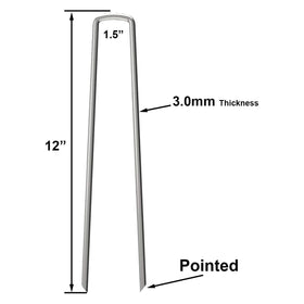 OK5STAR galvanized landscape staples show sturdy 11-gauge steel construction.