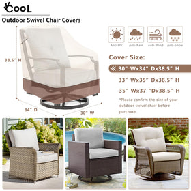 okcool Outdoor Swivel Chair Cover back view shows waterproof fabric and reinforced buckles.
