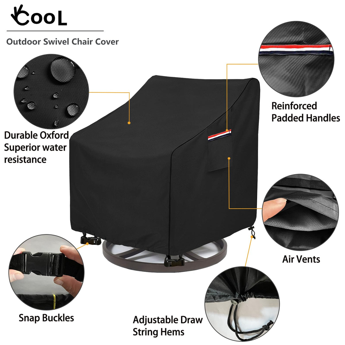 Okcool wind-vent design reduces lofting on breezy days.