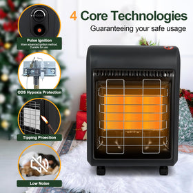 OKF propane heater control panel demonstrates adjustable heat modes for personalized comfort.