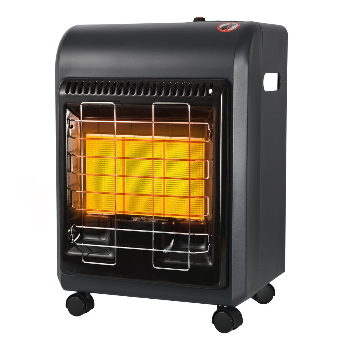 OKF propane heater front view showcases compact, durable design for flexible indoor and outdoor placement.