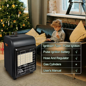 OKF propane heater includes regulator and hose for ready-to-use setup right away.