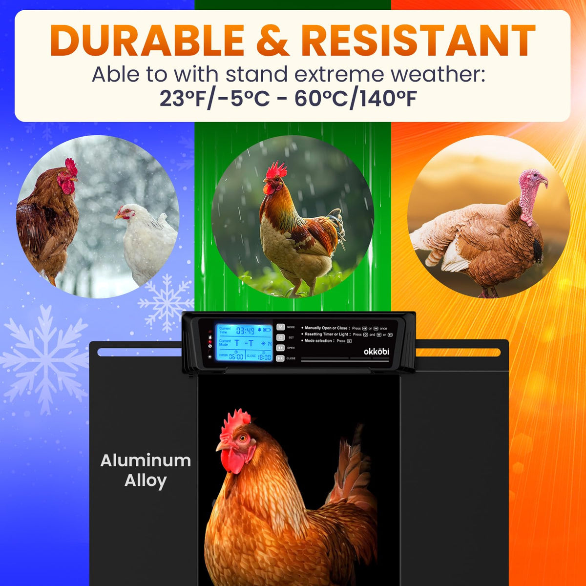 OKKÖBI extra-wide 11.3-inch opening supports larger birds.