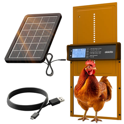 OKKÖBI solar-powered chicken coop door panel for reliable protection day and night