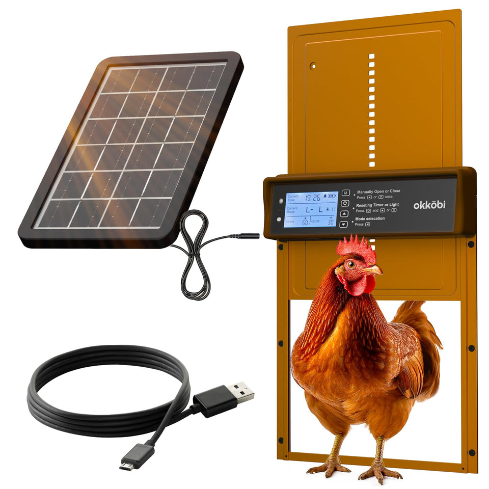 OKKÖBI solar-powered chicken coop door panel for reliable protection day and night