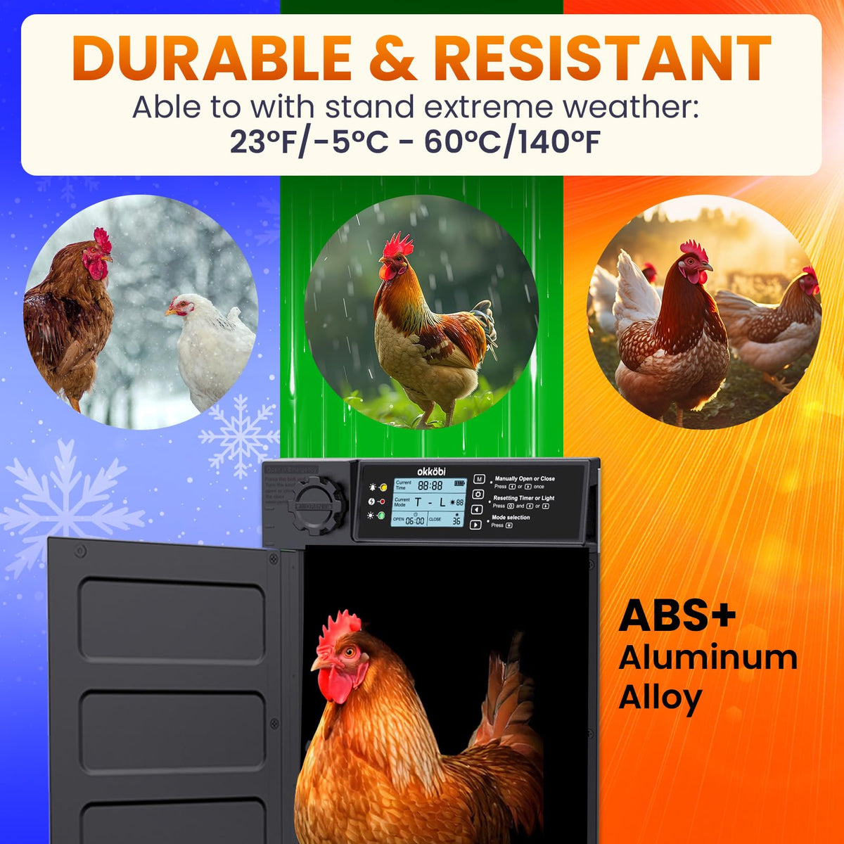 OKKÖBI door PRO wide opening supports larger birds with smooth access.