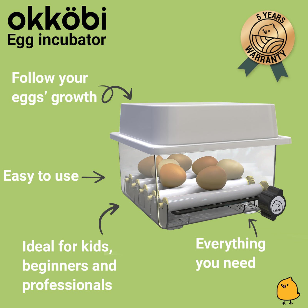 OKKÖBI OBI-12 suitable for chicken, quail, and duck eggs