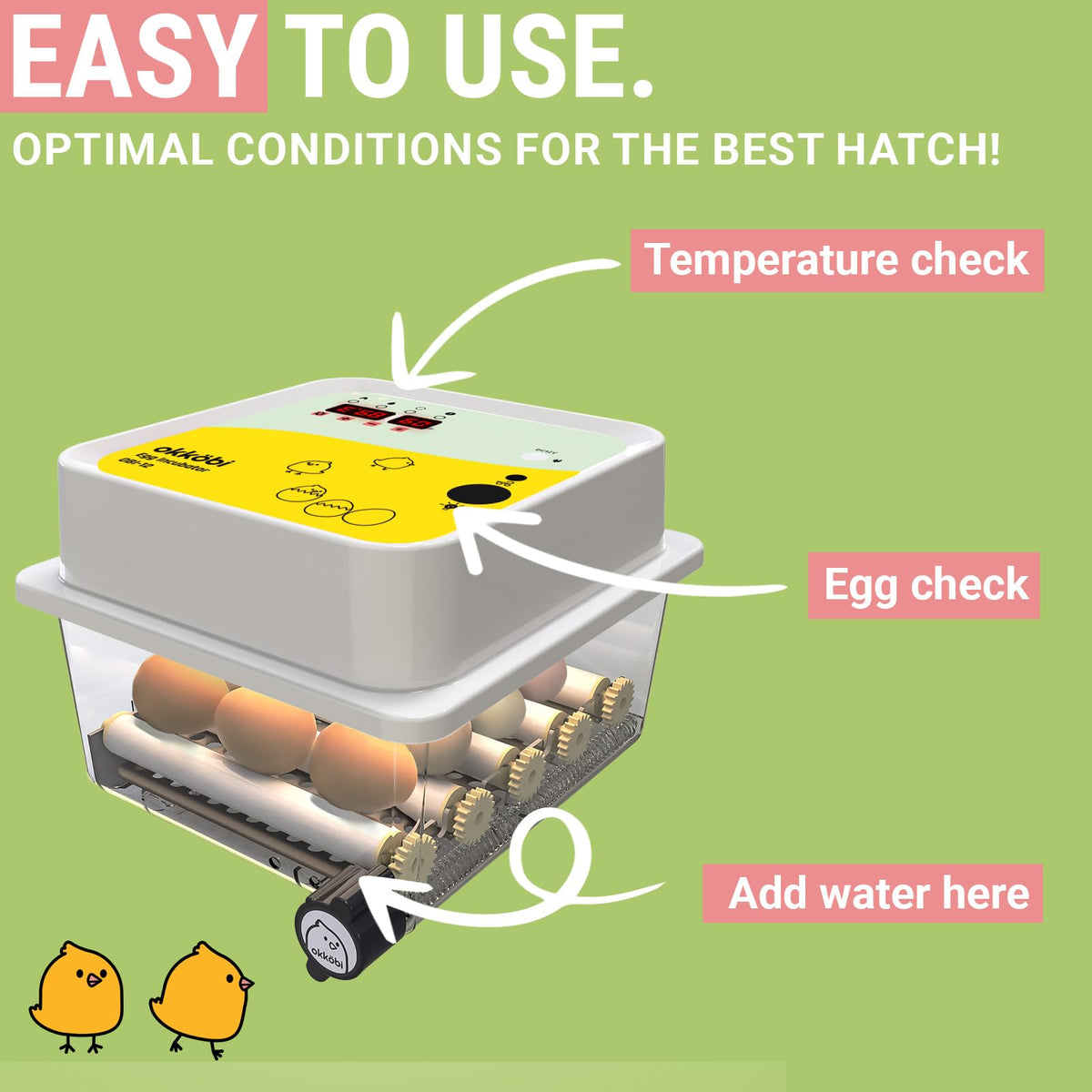 OKKÖBI OBI-12 incubator top panel with clear controls