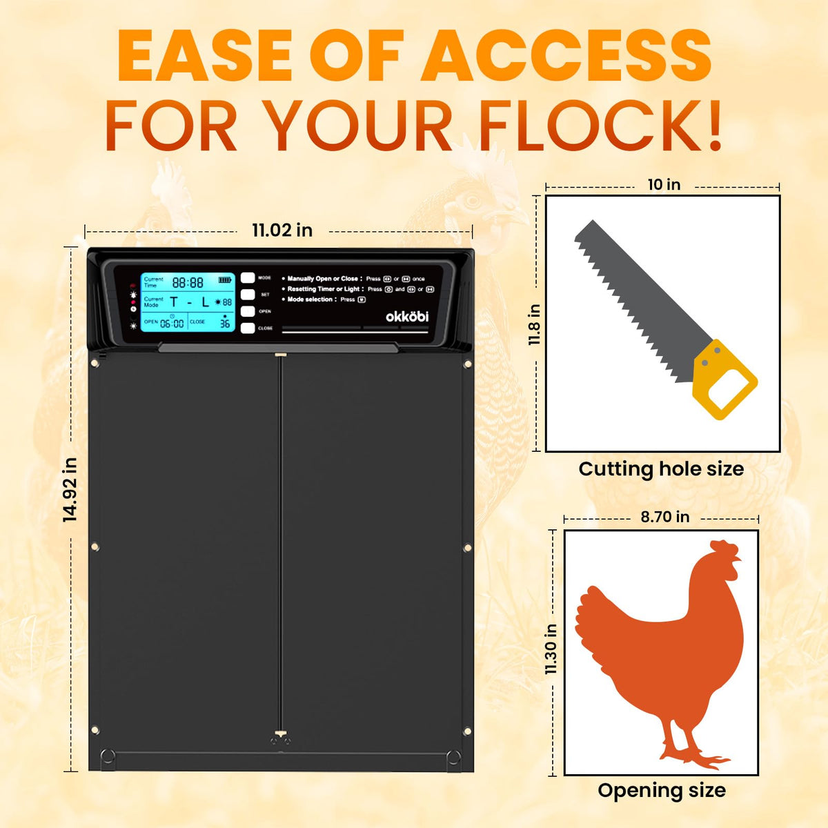 OKKÖBI remote control for convenient door management up to 50 feet.
