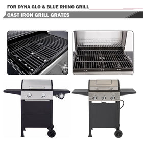 Blue Rhino grill grates durable cast iron with easy seasoning and cleaning.