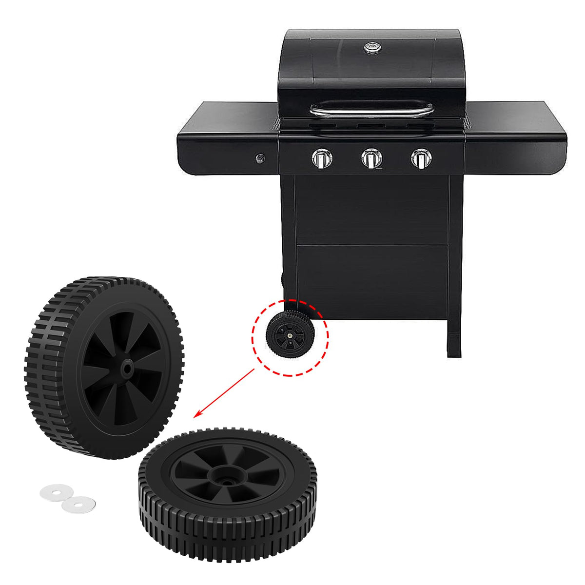Oklagarden durable plastic wheels close-up emphasizing longevity and smooth rolling.