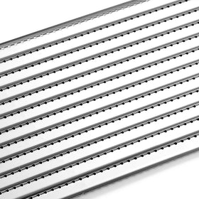 Oklagarden emitter plate dimensions 17-1/8 by 9-3/8 inches for standard grills.