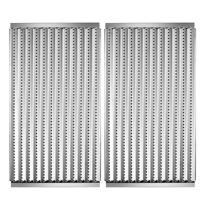 Oklagarden emitter plate in thick stainless steel delivering even heat distribution.