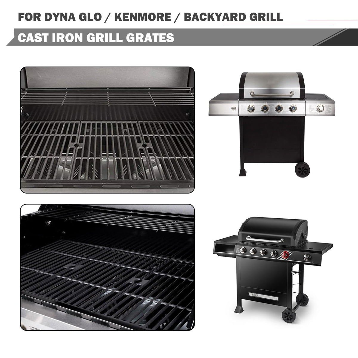 Oklagarden grates showing heat distribution on a Dyna Glo model.