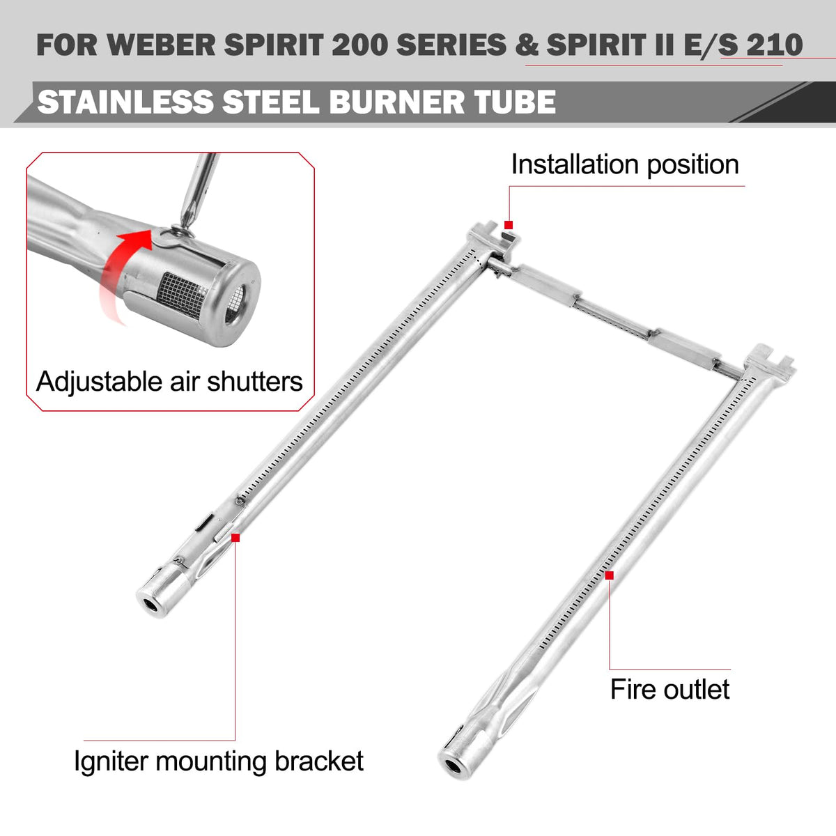 Oklagarden Spirit II burner tubes 18 inch for reliable flames