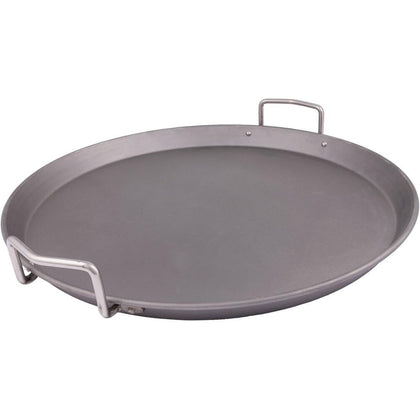 Oklahoma Joe's 19-inch carbon steel griddle on a grill for feeding a crowd