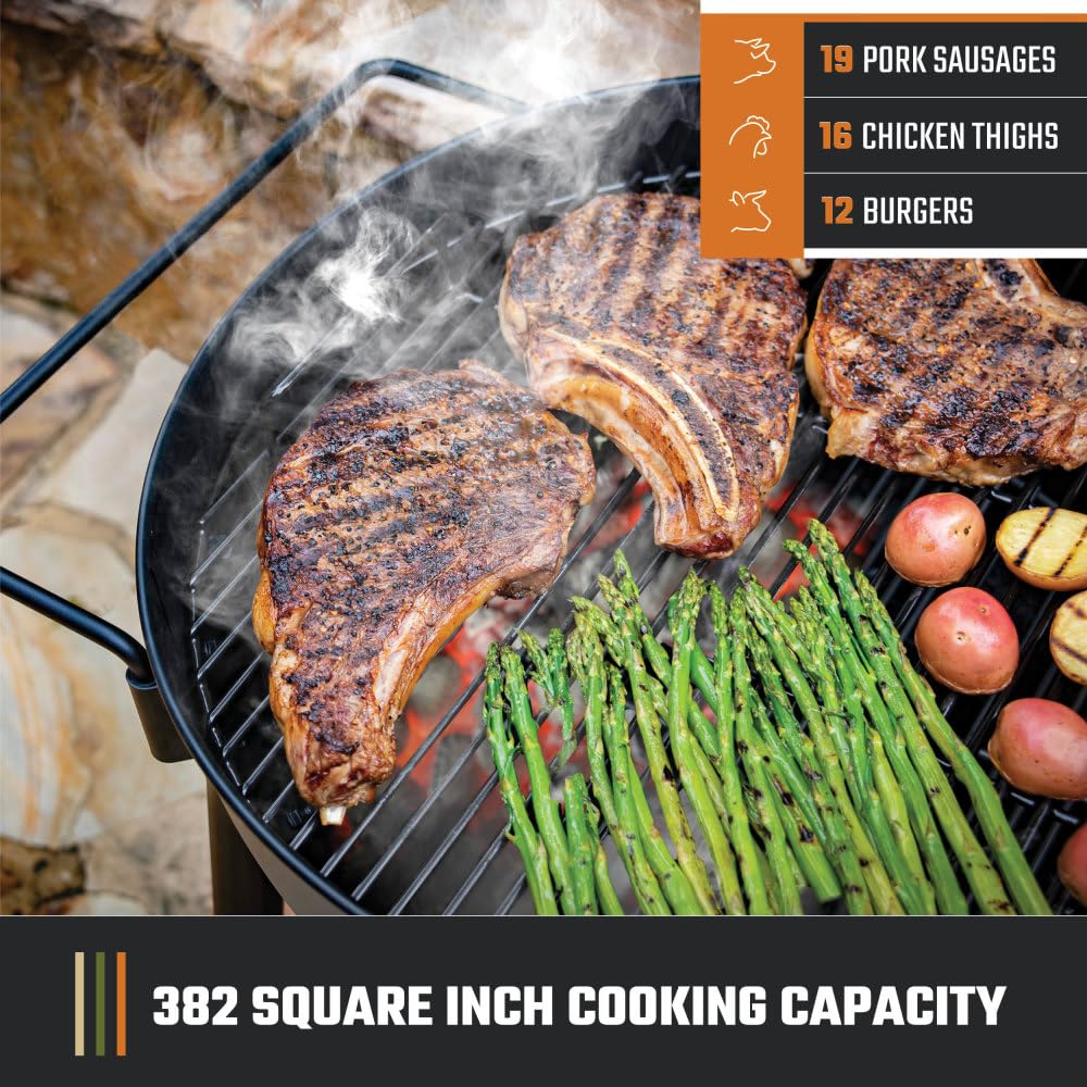 Oklahoma Joe's Blackjack 382 sq in area showing ample grilling space