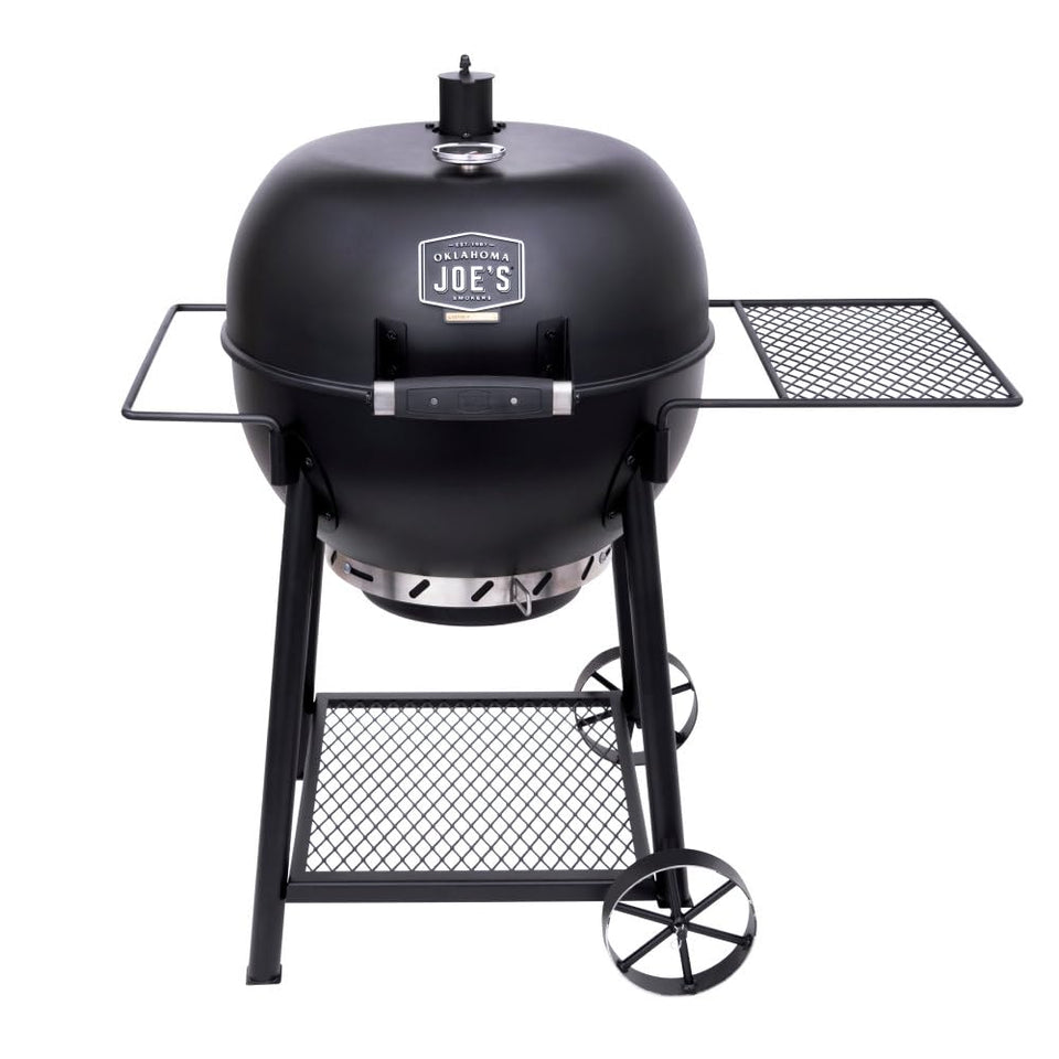 Oklahoma Joe's Blackjack kettle grill assembly left view for backyard cooking