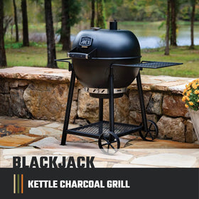 Oklahoma Joe's Blackjack kettle grill heat-control feature in action for precise grilling