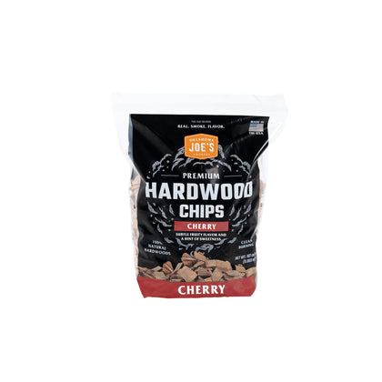 Oklahoma Joe's Cherry Wood Smoker Chips bag for real smoke flavor on beef, pork, and chicken.