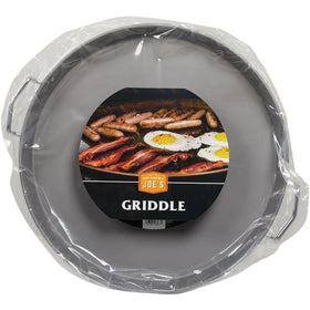 Oklahoma Joe's griddle cooks pancakes and bacon, showing versatile outdoor use